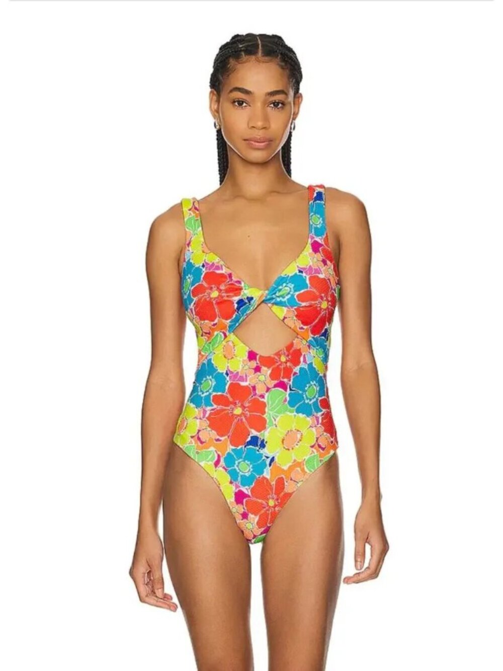 Beach Riot Tyler One-Piece Swimsuit in Neon Blooms Waffle